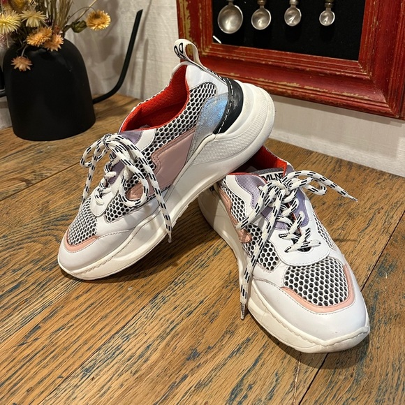 🩷 MÉLINE – White & Pink Chunky Sneakers – Size 37 - Picture 7 of 11